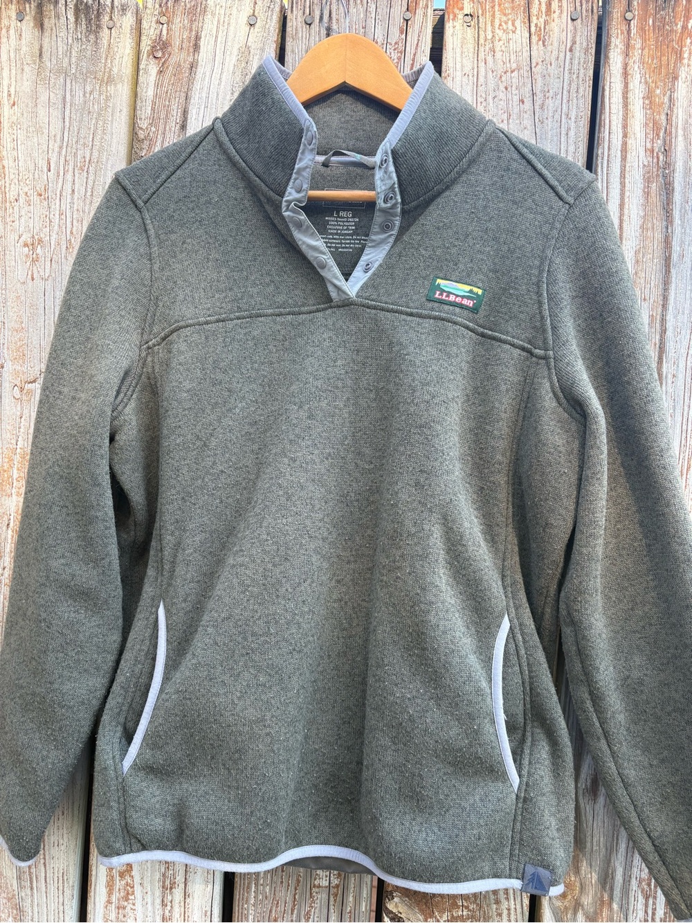 L.L.Bean Olive Green Knit Fleece Pullover